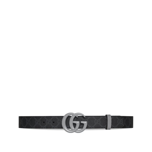 NEW Gucci Marmont Belt GG Logo Grey Black Monogram Canvas 80 cm 32 inch - Picture 2 of 8